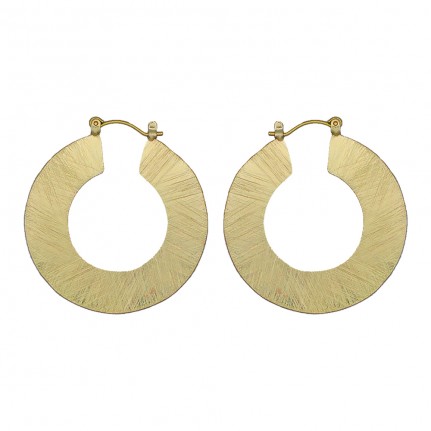 THICK CIRCLE TEXTURED PINCATCH HOOP EARRINGS - GOLD