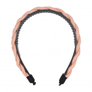 BRAIDED THIN GENIUINE LEATHER HEADBAND THIN - LIGHT PINK