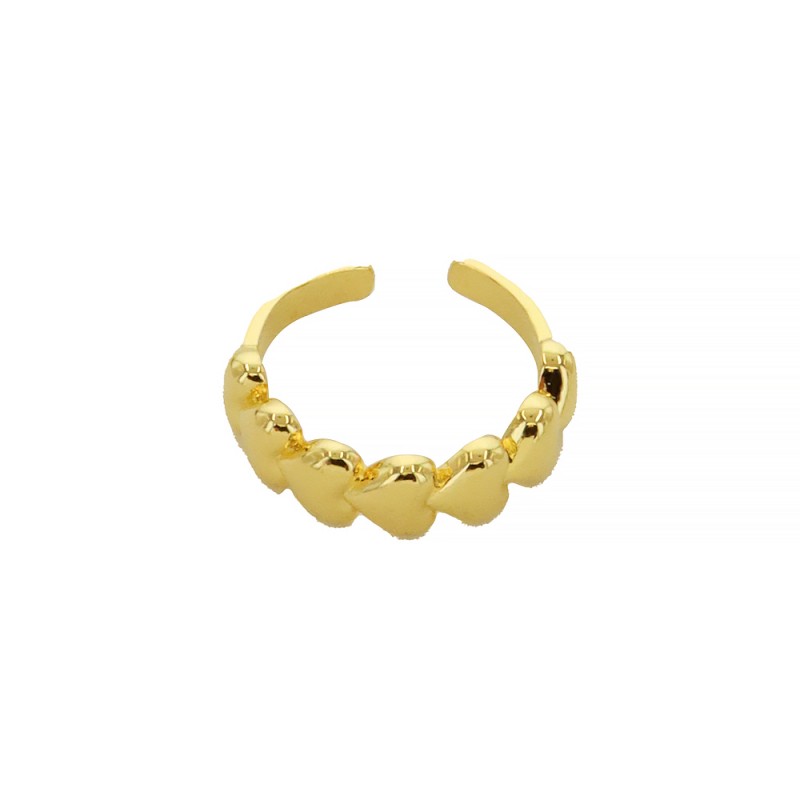 GOLD DIPPED ADJUSTABLE RING - STACKED HEARTS