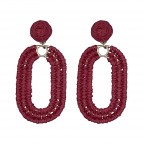 RAFFIA WRAP HOOP EARRINGS - RED