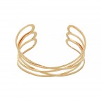 GOLD BANGLE CUFF - TEXTURED CRISS CROSS 
