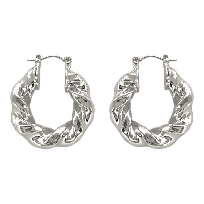 TWISTED CRINKLE HOOP EARRINGS - SILVER main image 0