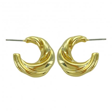 TEXTURED TWISTED MINI HOOP EARRINGS - GOLD