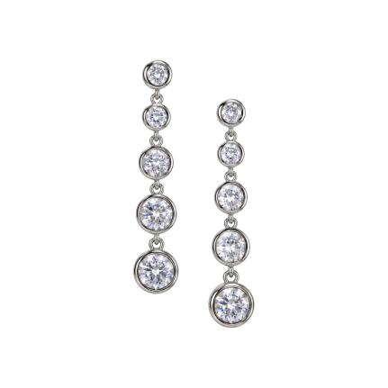 CRYSTAL CASCADE EARRINGS - SILVER
