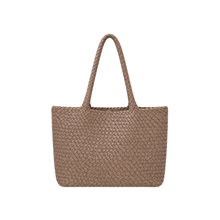 WOVEN SHOULDER TOTE - TAUPE