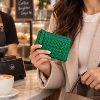 WOVEN BIFOLD WALLET - GREEN