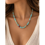 MOSAIC BEADED NECKLACE - AQUA
