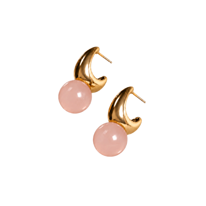 ORB HUGGIE HOOP EARRINGS - BLUSH