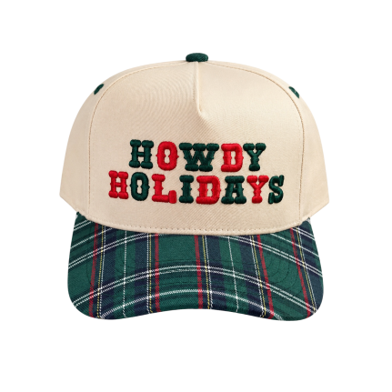 HOWDY HOLIDAYS PLAID TRUCKER HAT - GREEN