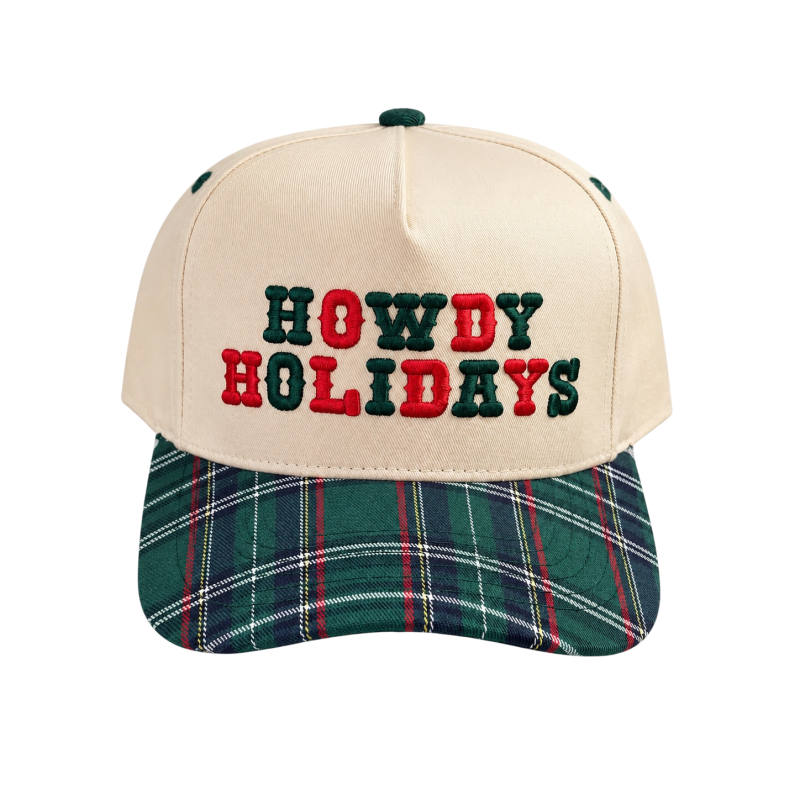 HOWDY HOLIDAYS PLAID TRUCKER HAT - GREEN