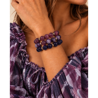 BEADED BRACELET STACK - PURPLE