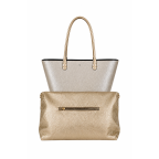 REVERSIBLE TOTE BAG W/ REMOVABLE ORGANIZER - GOLD/WHITE-GOLD