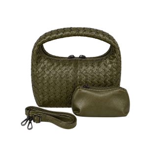 WOVEN TOP-HANDLE HANDBAG - OLIVE