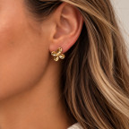 GOLD FOUR-PETAL FLOWER STUD EARRINGS