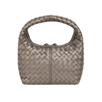 WOVEN TOP-HANDLE HANDBAG - METALLIC TAUPE
