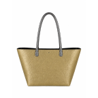 REVERSIBLE TOTE BAG W/ REMOVABLE ORGANIZER - CHARCOAL/GOLD