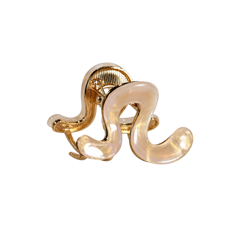 PEARLESCENT WAVE CLAW CLIP - WHITE