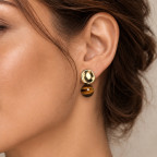 ORB DROP EARRINGS - TIGER EYE