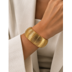 TEXTURED WIDE GOLD CUFF BRACELET