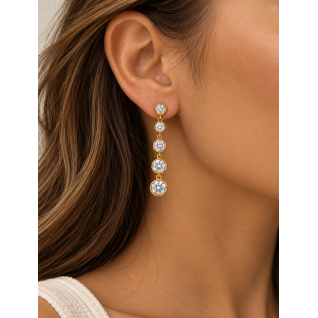 CRYSTAL CASCADE EARRINGS - GOLD