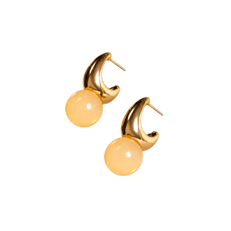 ORB HUGGIE HOOP EARRINGS - GOLDEN