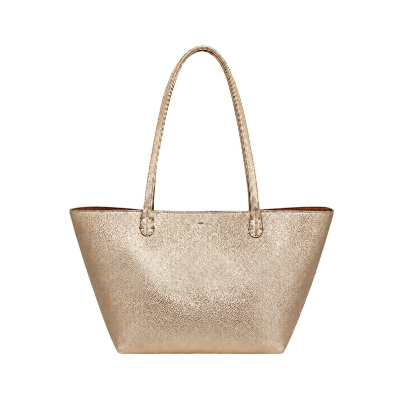 REVERSIBLE TOTE BAG W/ REMOVABLE ORGANIZER - GOLD/WHITE-GOLD