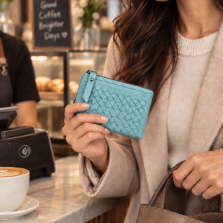 WOVEN BIFOLD WALLET - BLUE