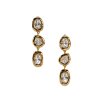 CRYSTAL TRIPLE-DROP EARRINGS - GOLD