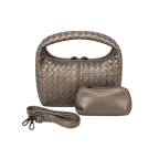 WOVEN TOP-HANDLE HANDBAG - METALLIC TAUPE