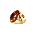 OVAL CABOCHON STATEMENT RING - AMBER