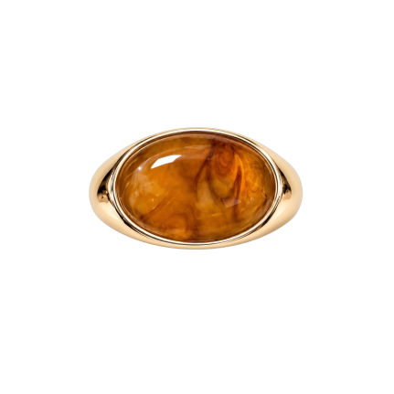 OVAL SIGNET RING - AMBER