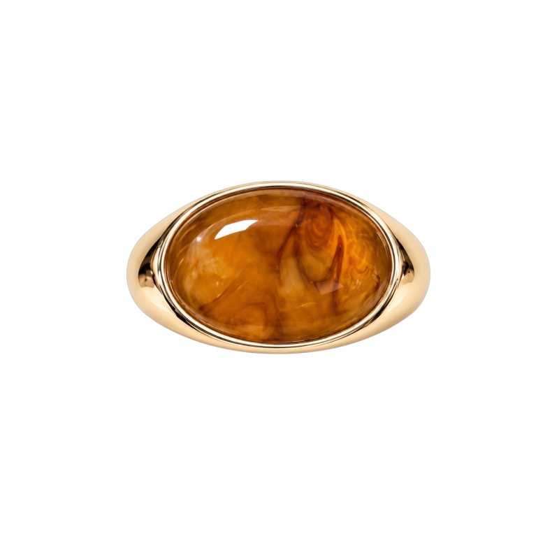OVAL SIGNET RING - AMBER