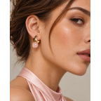 ORB HUGGIE HOOP EARRINGS - BLUSH