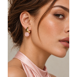 ORB HUGGIE HOOP EARRINGS - BLUSH