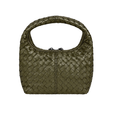 WOVEN TOP-HANDLE HANDBAG - OLIVE