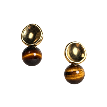 ORB DROP EARRINGS - TIGER EYE