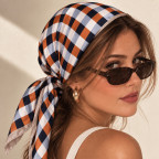 GINGHAM CHECK BANDANA - RUST / NAVY