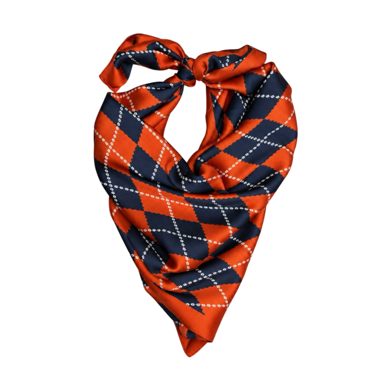 ARGYLE BANDANA - ORANGE / NAVY