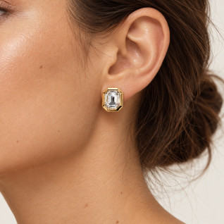 BEZEL-SET GEM EARRINGS - CRYSTAL