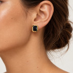 BEZEL-SET GEM EARRINGS - BLACK
