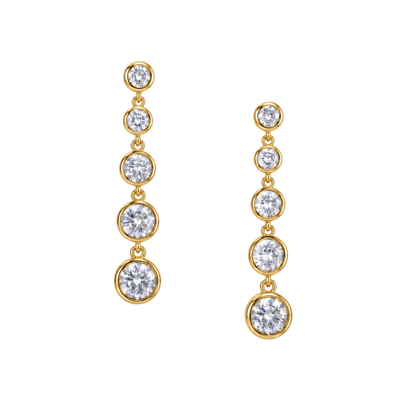 CRYSTAL CASCADE EARRINGS - GOLD