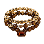GOLD GEMSTONE BRACELET STACK - AMBER