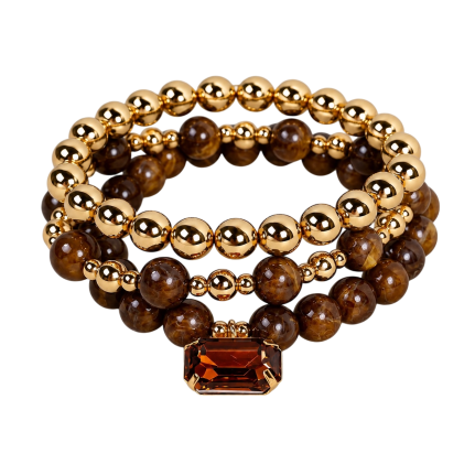 GOLD GEMSTONE BRACELET STACK - AMBER