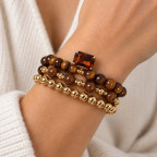 GOLD GEMSTONE BRACELET STACK - AMBER