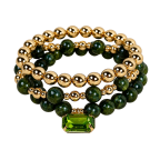 GOLD GEMSTONE BRACELET STACK - EMERALD