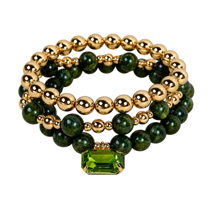 GOLD GEMSTONE BRACELET STACK - EMERALD