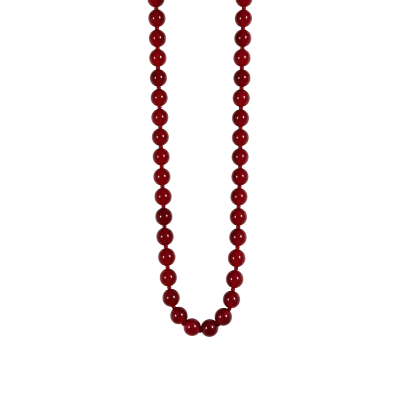 MARBLED BEADED NECKLACE - GARNET
