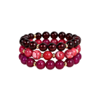 BEADED BRACELET STACK - GARNET