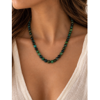 MARBLED BEADED NECKLACE - GREEN