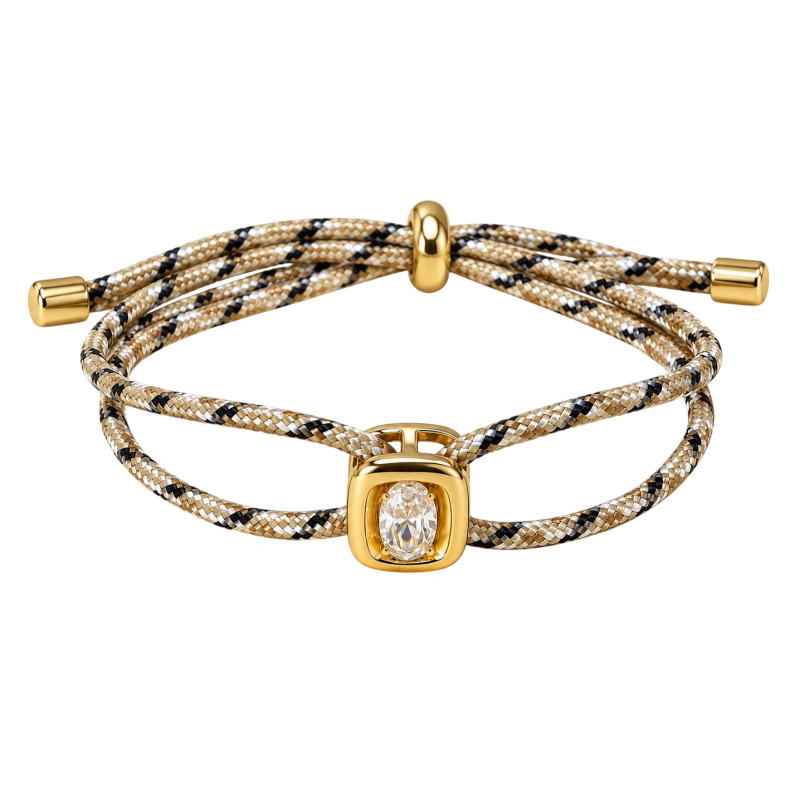 CORD CRYSTAL SLIDER BRACELET - CREAM